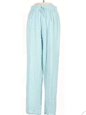Jen's Pirate Booty Light Aqua Elastic-Waist Linen Blend Pants